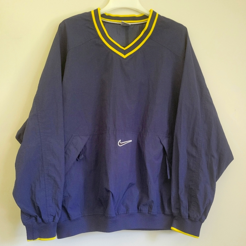 NIKE Vintage 90's Pullover Windbreaker Center Swoosh Size XL Michigan Wolverines